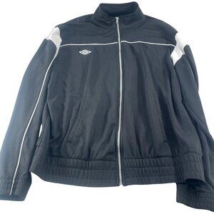 Umbro Black & White Full-Zip Track Jacket Large Polyester